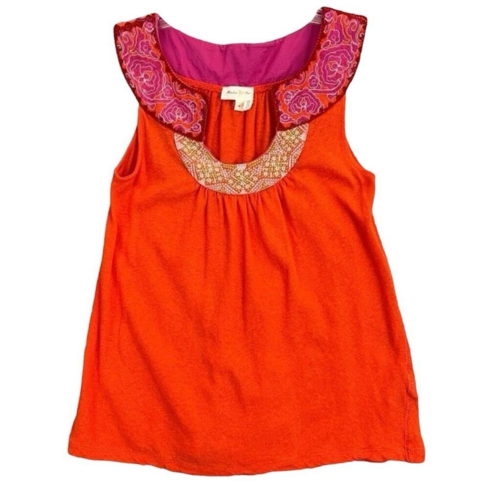 Anthropologie Meadow Rue Y2K Embroidered Tank Womens Small Boho Festival Hippie
